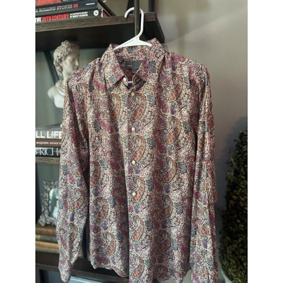 Vince Long Sleeve Button Down Paisley Shirt Multicolor Mens Size Large - Picture 2 of 5